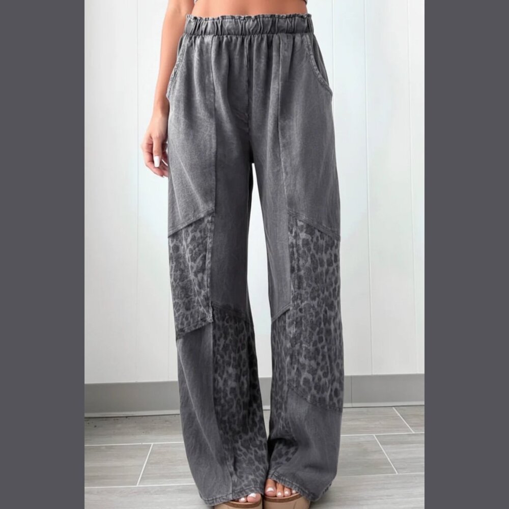 Patchwork Leopard Loungepants Grey